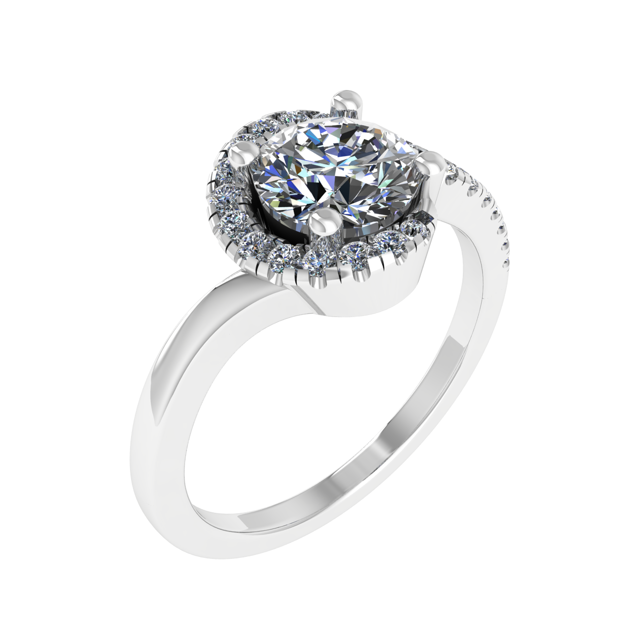 ACCENTED PAVE 6.50mm ROUND ENGAGEMENT RING